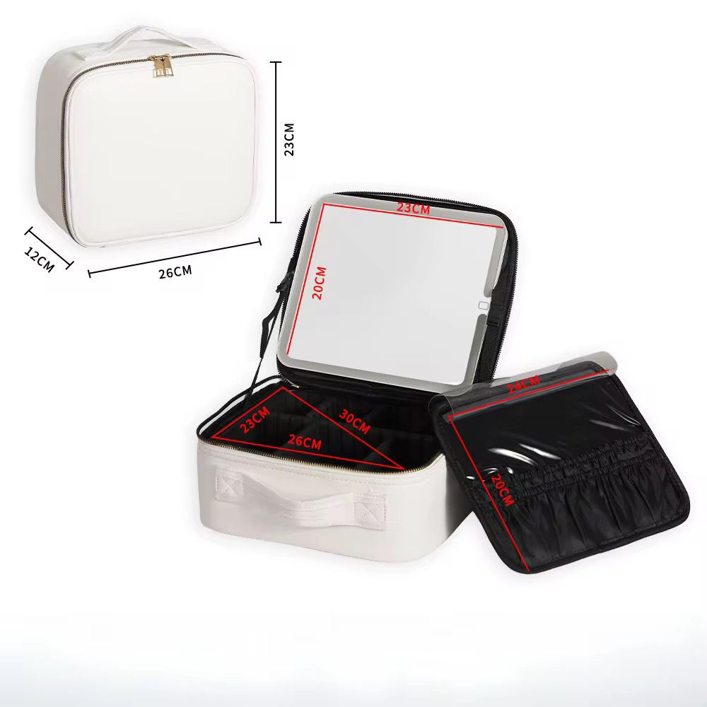 Large Capacity Water Resistant Fashionable Portable Artist
Storage Makeup Bag Mirror Light Open Closure Travel
Cosmetic Train
