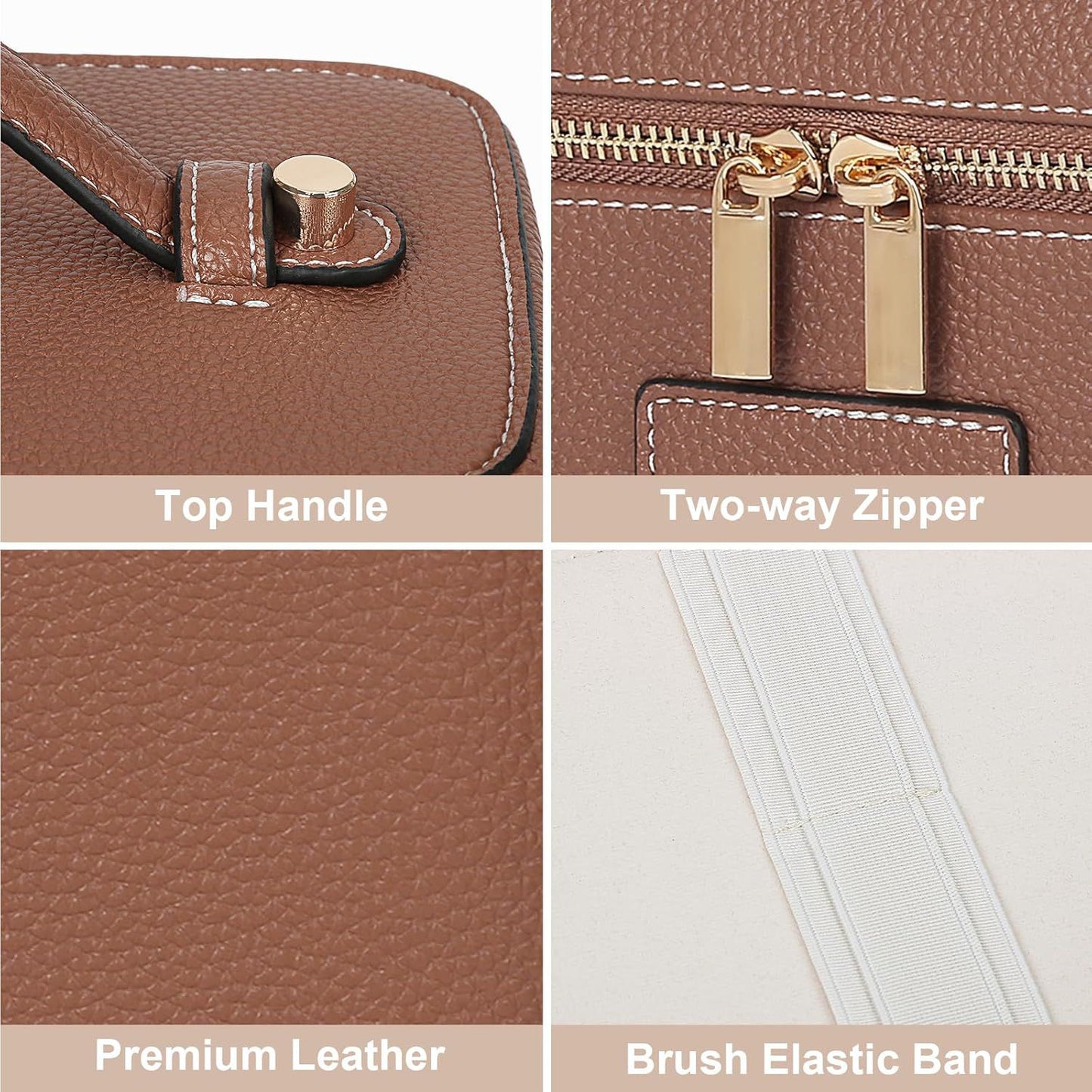 Premium Makeup Bag Vanity Case for Women Leather Cosmetic Bag Travel Toiletry Bags Portable Makeup Organizer Case