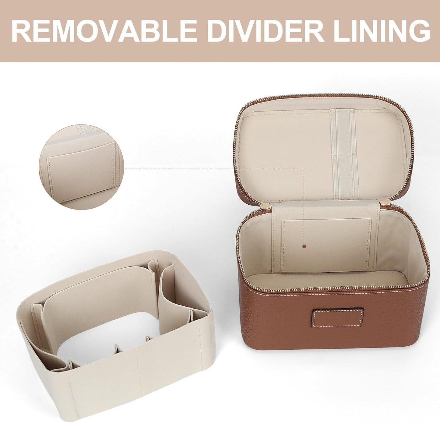 Premium Makeup Bag Vanity Case for Women Leather Cosmetic Bag Travel Toiletry Bags Portable Makeup Organizer Case