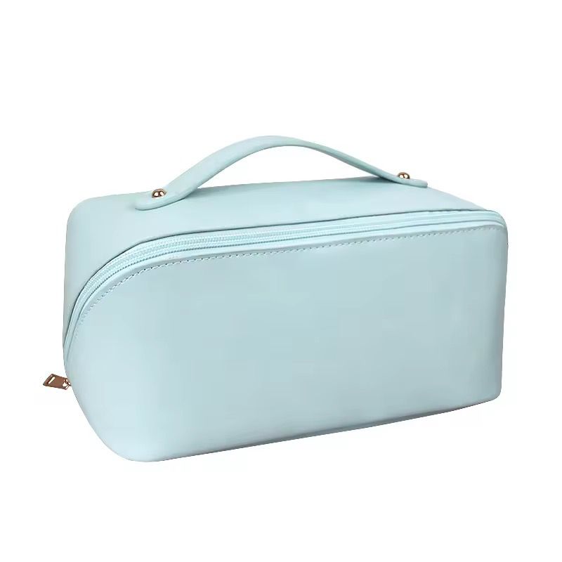 Portable Large Capacity Travel Cosmetic Bag with Handle Makeup Organizer Bag Storage Makeup Bag Waterproof PU Leather Travel Toiletry Bag for Women